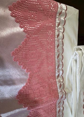 Dantel Nakışlı Pembe Yatak Örtüsü Takımı - Görsel 7