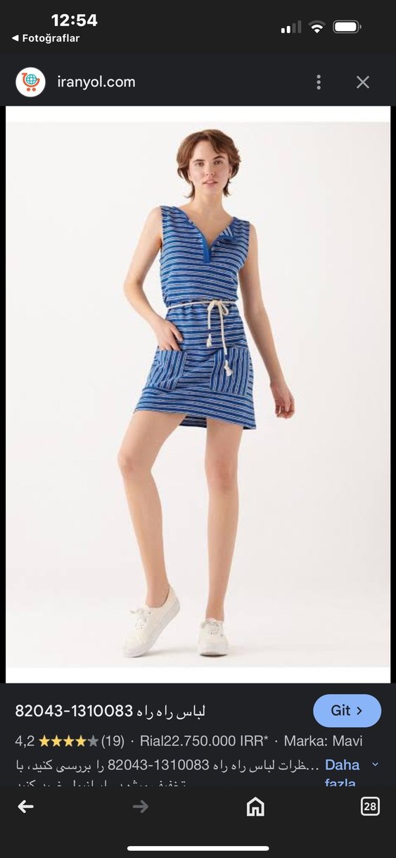 Kadın Lacivert Çizgili Kolsuz  Elbise - Görsel 2