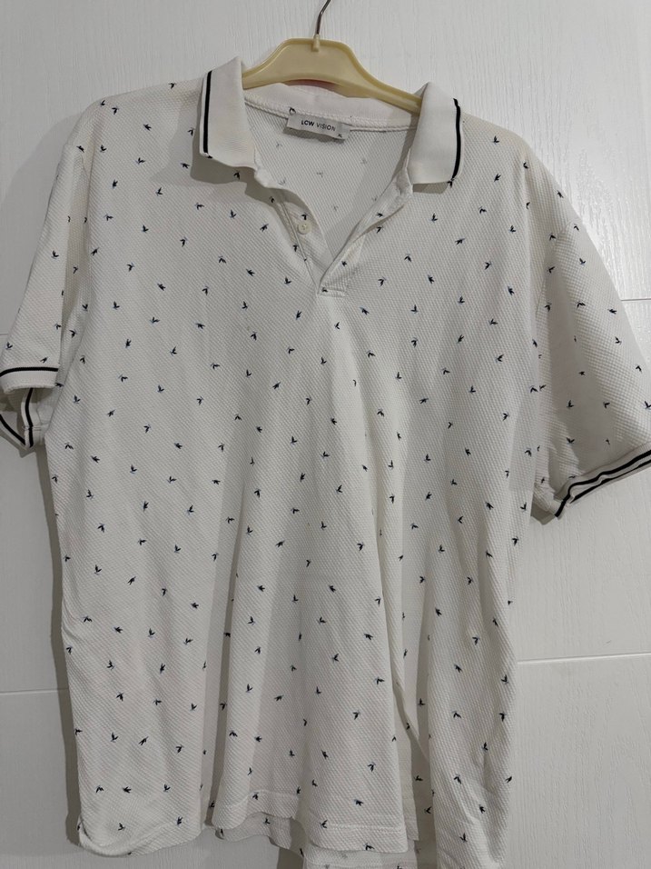 LCW Erkek Beyaz Baskılı Polo Tişört - Görsel 3