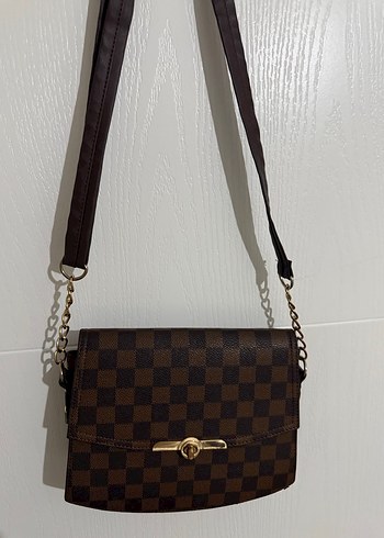 Kahverengi Kareli Deri Kadın Çantası - Görsel 2