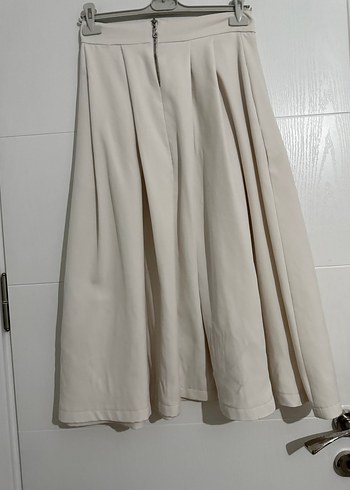 Kırık beyaz Midi Piliseli Kadın Etek - Görsel 2