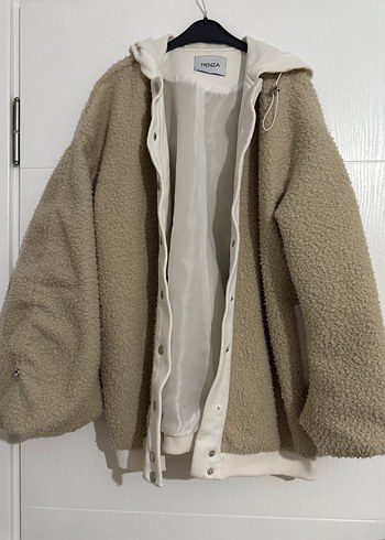 Bej Peluş Kadın Midi Ceket - Görsel 2