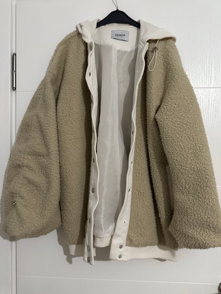 Bej Peluş Kadın Midi Ceket - Görsel 2