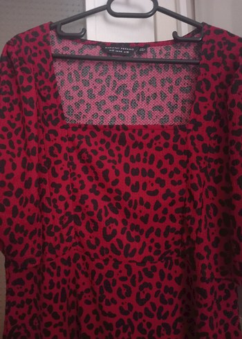 44 Beden Bordo Leopar Desenli Uzun Elbise