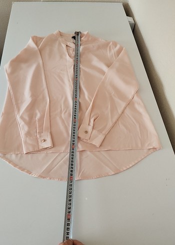 Bej Düğmeli Kadın Kol Düğmesi şifon bluz - Görsel 5