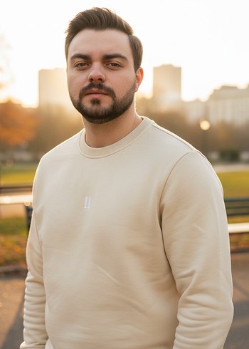 Les Deux Krem Erkek Sweatshirt, Bisiklet Yaka, Uzun Kollu - Görsel 2