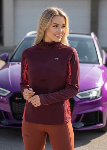 Under Armour Bordo Kadın Fermuarlı Yüksek Yakalı Sweatshirt - Görsel 2