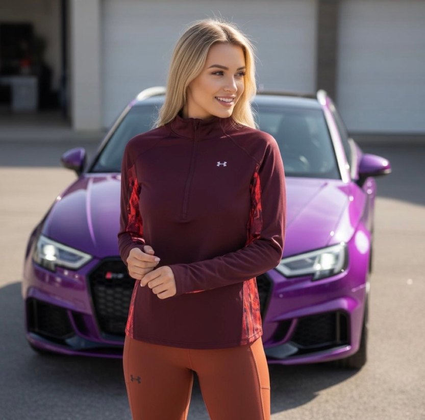Under Armour Bordo Kadın Fermuarlı Yüksek Yakalı Sweatshirt - Görsel 2
