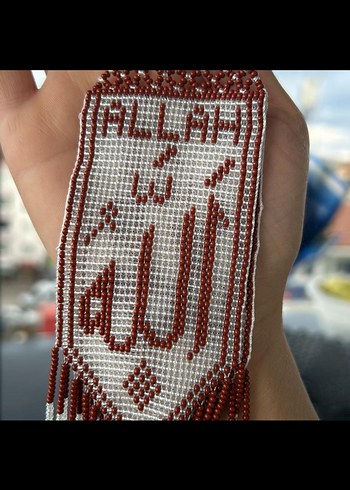 Bordo İşlemeli Boncuklu araba süsü - Görsel 2