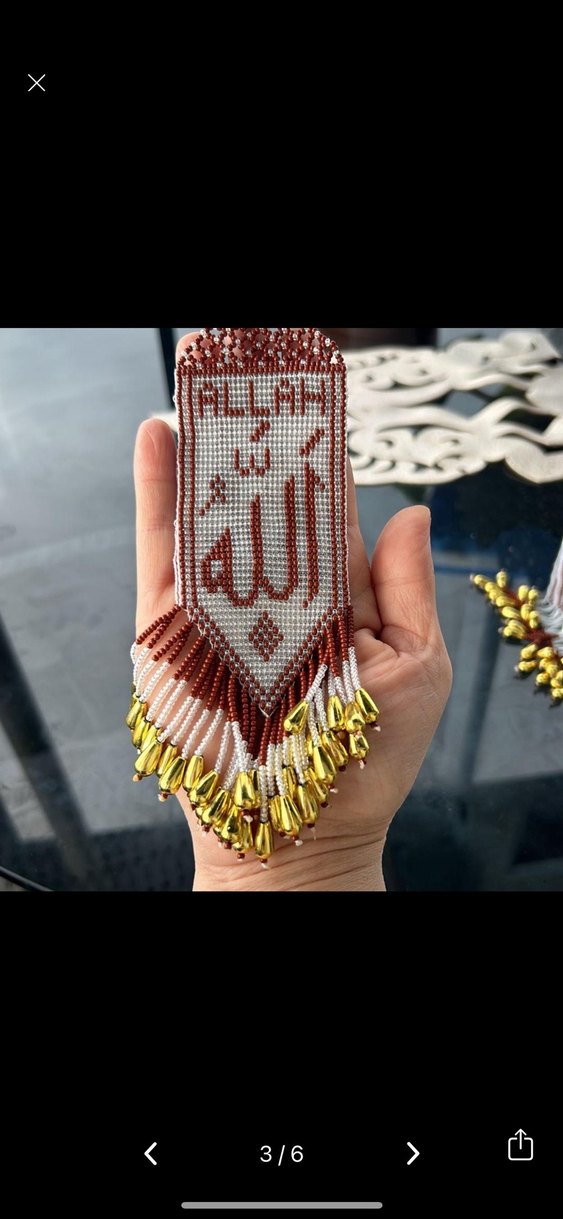 Bordo İşlemeli Boncuklu araba süsü - Görsel 3