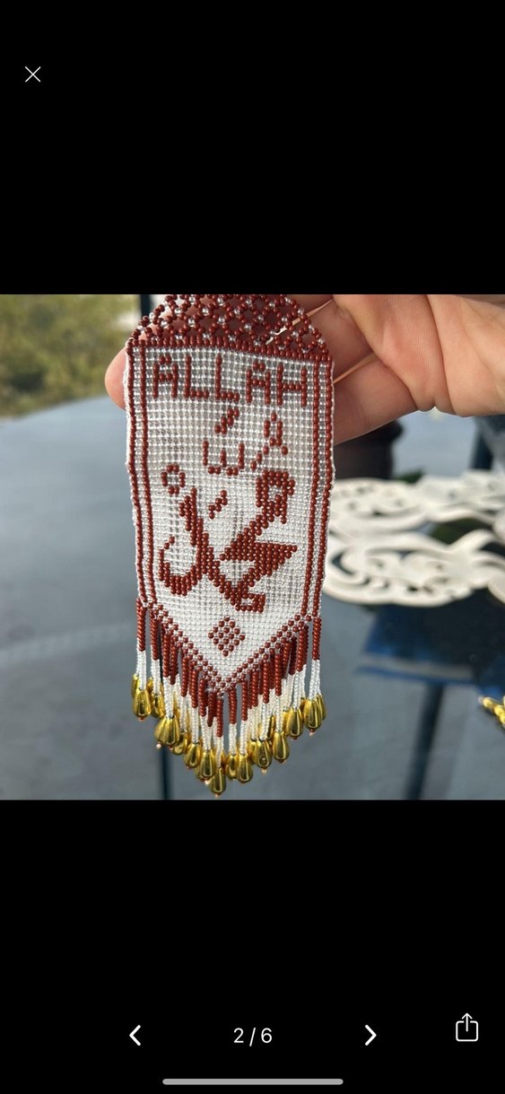 Bordo İşlemeli Boncuklu araba süsü - Görsel 4