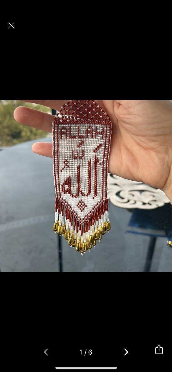 Bordo İşlemeli Boncuklu araba süsü - Görsel 5