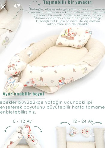 Ayarlanabilir Boyutlu Bebek Yatağı Beyaz