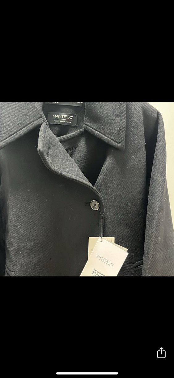 Düğmeli Siyah Mini Kadın Kaban - Görsel 3