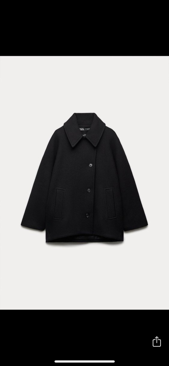 Düğmeli Siyah Mini Kadın Kaban - Görsel 5