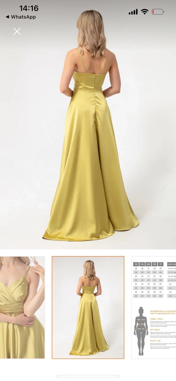 Sarı Drapeli Uzun Abiye Elbise - Görsel 5