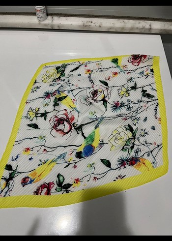 Renkli Kadın Fular - Kurdele Detaylı - Görsel 4