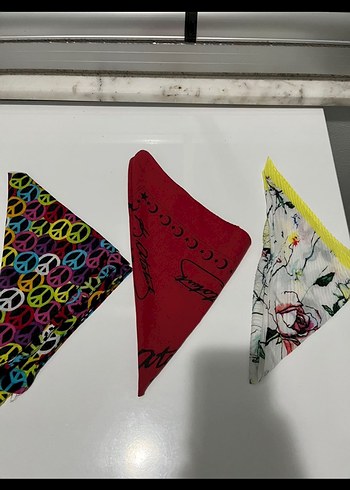 Renkli Kadın Fular - Kurdele Detaylı - Görsel 9