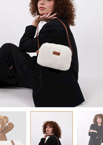 Kahverengi Peluş Detaylı Kadın Çanta - Görsel 2