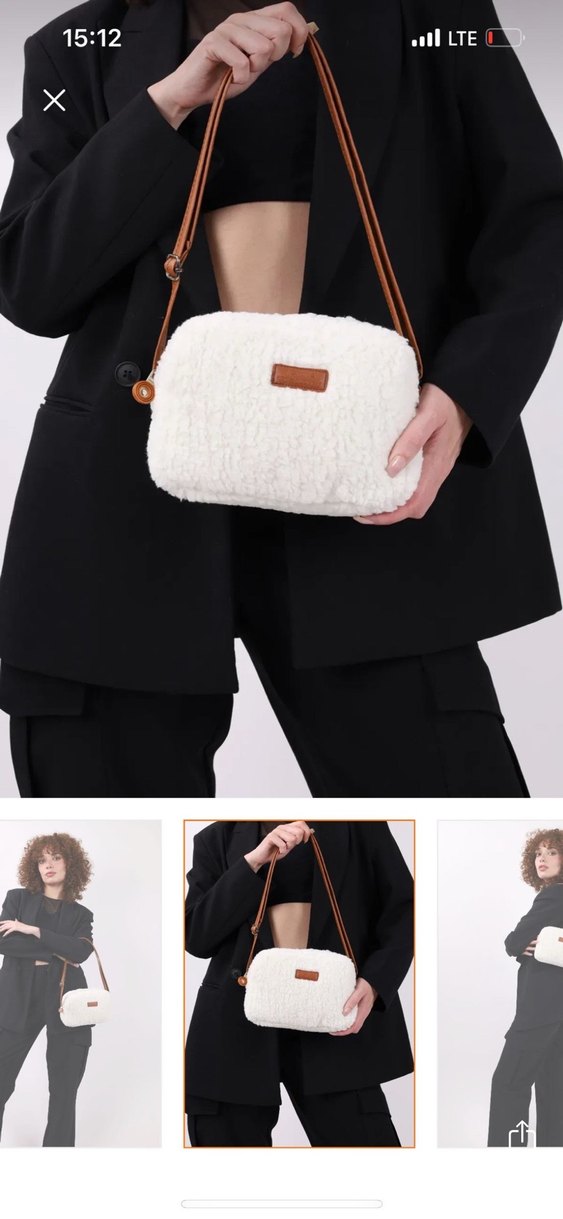 Kahverengi Peluş Detaylı Kadın Çanta - Görsel 4