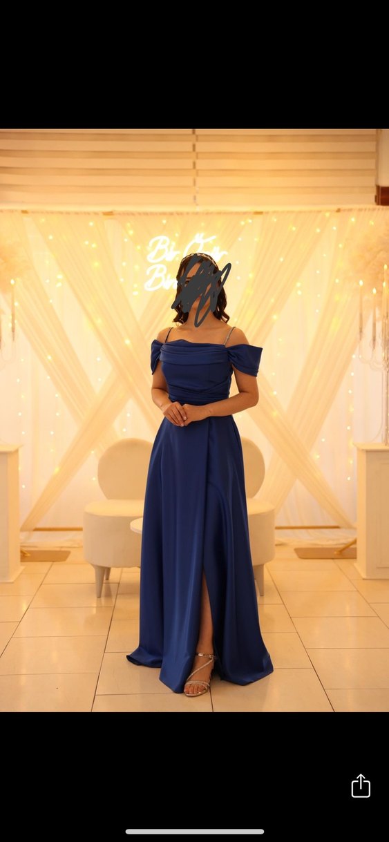 Lacivert Drapeli Uzun Abiye Elbise - Görsel 2
