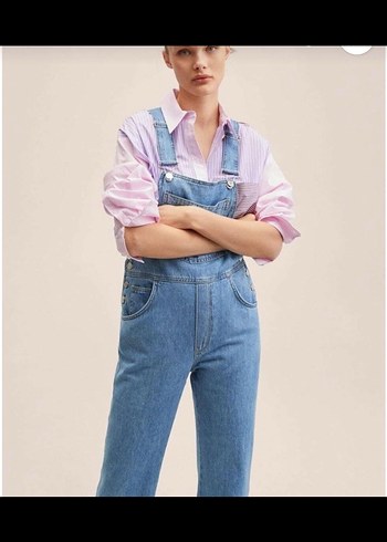 Mavi Denim Kadın Midi Tulum - Görsel 5