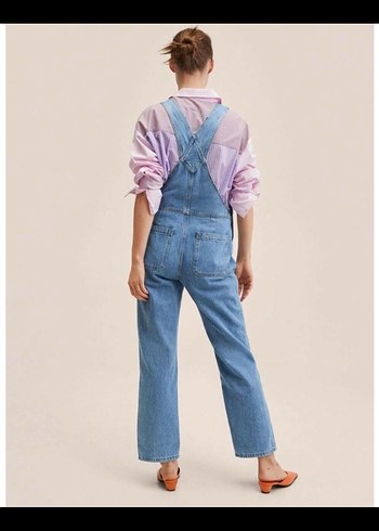 Mavi Denim Kadın Midi Tulum - Görsel 4