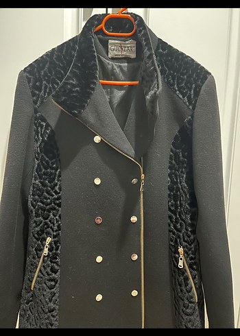 Düğmeli Kadın Kaban Siyah - Görsel 3