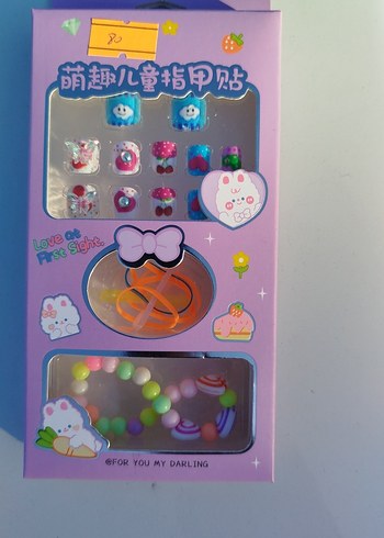 Renkli Boncuklu Çocuk tırnak Aksesuar Seti - Görsel 2