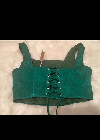 zümrüt yeşili korse büstiyer - Görsel 5