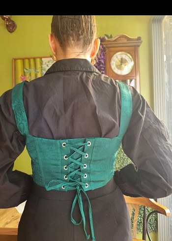 zümrüt yeşili korse büstiyer - Görsel 3