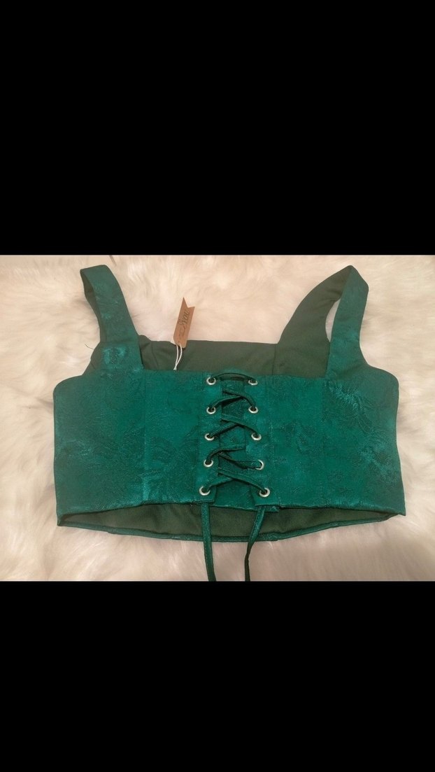 zümrüt yeşili korse büstiyer - Görsel 5