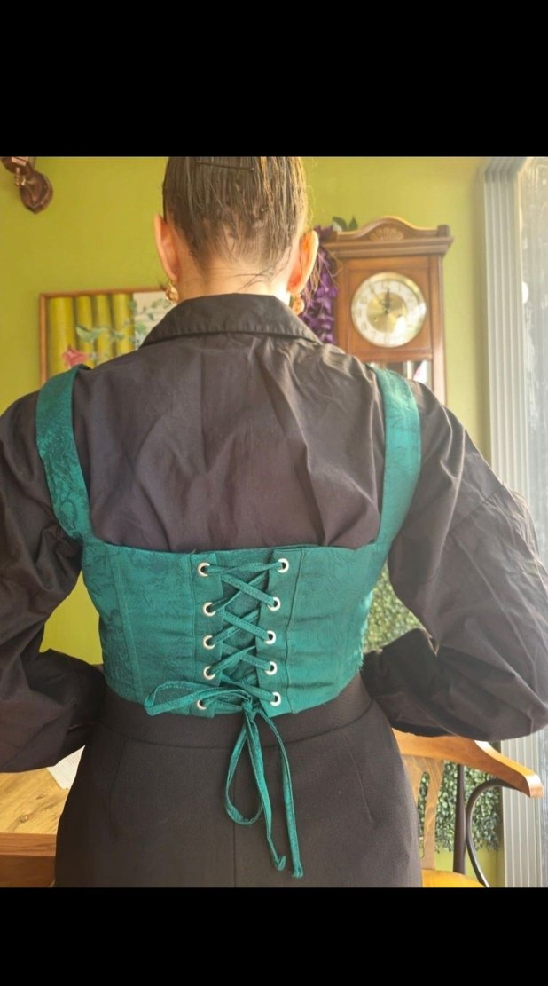 zümrüt yeşili korse büstiyer - Görsel 3