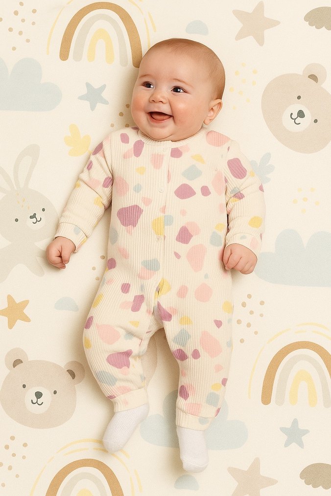 Bebek Kız Pastel Renkli İKİLİ Tulum Seti - Görsel 4