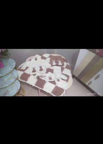 Nakışlı Mavi Bebek Önlüğü sipariş üzerine işlenir haz - Görsel 3