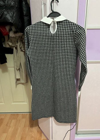 Gri Kareli Triko Midi Elbise - Görsel 4