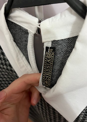 Gri Kareli Triko Midi Elbise - Görsel 3