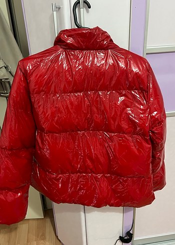 Parlak Kırmızı Kadın Kışlık Mont - Görsel 4