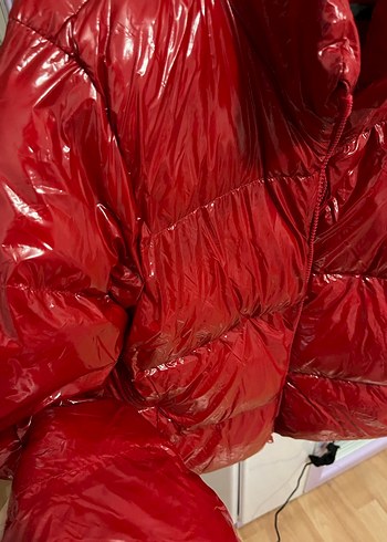 Parlak Kırmızı Kadın Kışlık Mont - Görsel 2