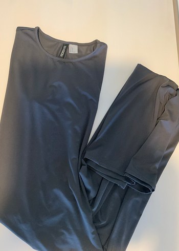 Gri kısa kollu salaş elbise - Görsel 5