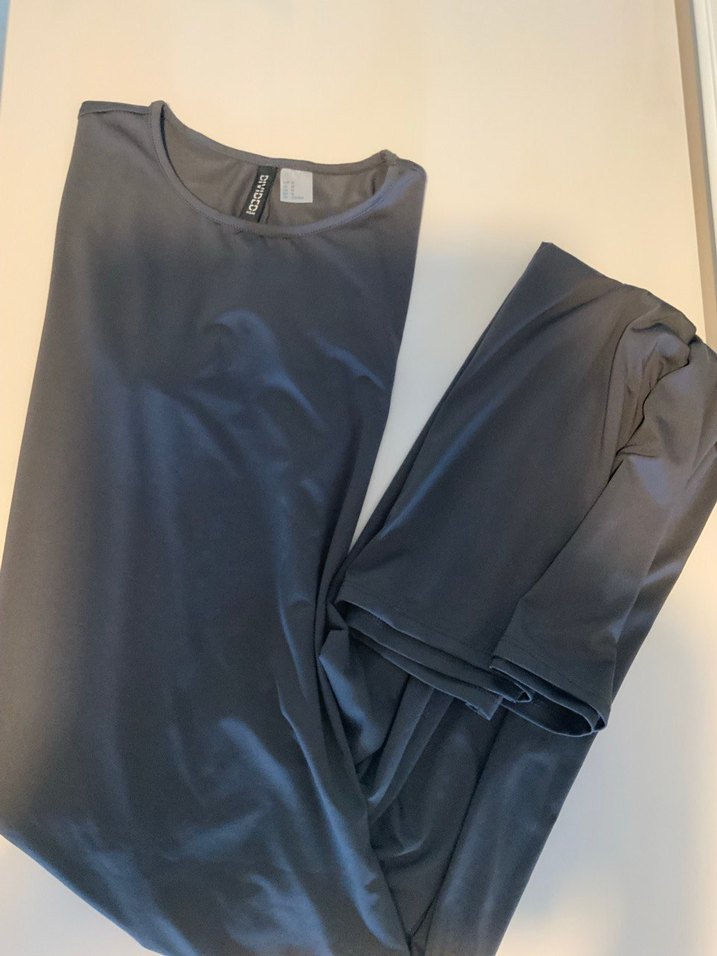 Gri kısa kollu salaş elbise - Görsel 5