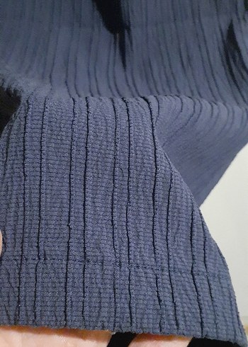 50 Beden lacivert Renk Lacivert Kadın Keten Pileli Bol Pantolon beli lastikli rahat