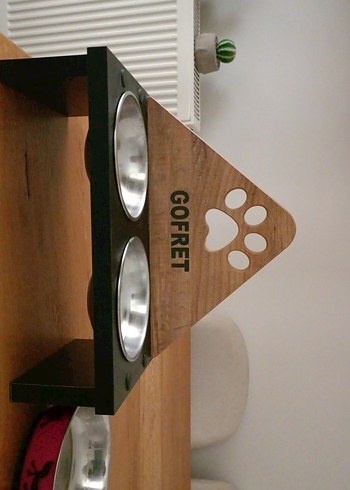 Pembe Ahşap Mama Kabı Standı - Görsel 2