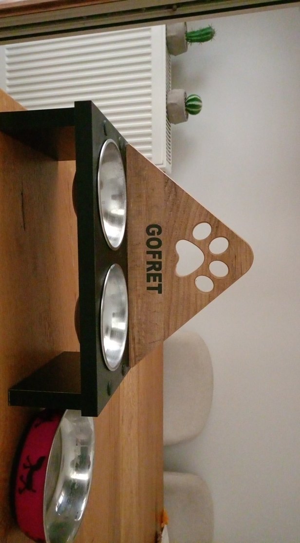 Pembe Ahşap Mama Kabı Standı - Görsel 2