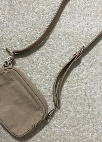 Bej Süet Kadın Çapraz Çanta Fermuarlı - Görsel 2