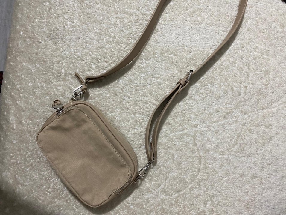 Bej Süet Kadın Çapraz Çanta Fermuarlı - Görsel 2