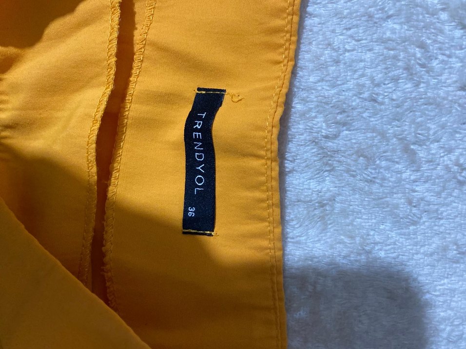 Sarı Mini Kadın Kumaş etek - Görsel 2