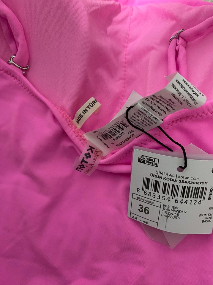 Pembe İnce Askılı Kadın Mayo - Görsel 3