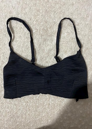 Siyah Fırfırlı Keten Askılı Bustiyer - Görsel 2