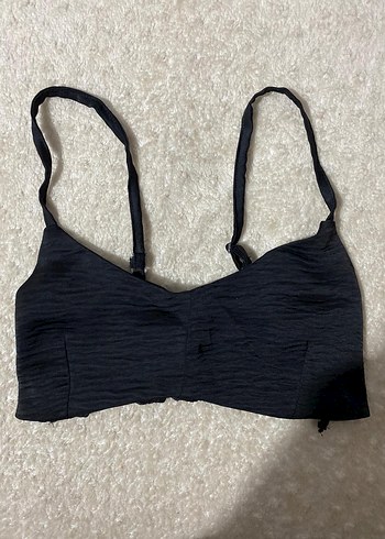 Siyah Fırfırlı Keten Askılı Bustiyer - Görsel 3